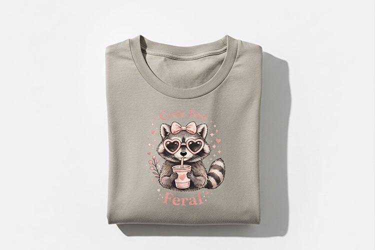 Cute But Feral PNG, Funny Raccoon PNG, Raccoon with Bow Png