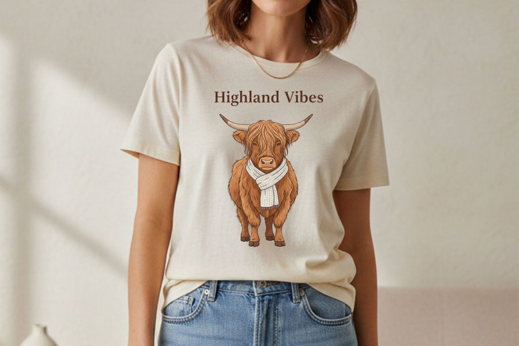 Highland Vibes Png, Highland Cow Png Design, Cozy Western