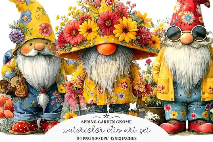 Whimsical Spring Garden Gnome Clipart