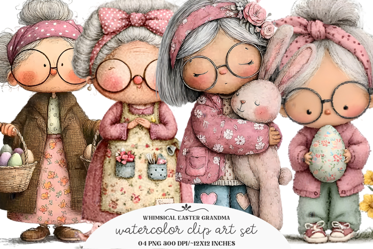 Whimsical Easter Grandma Clipart