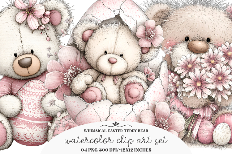 Whimsical Easter Teddy Bear Clipart