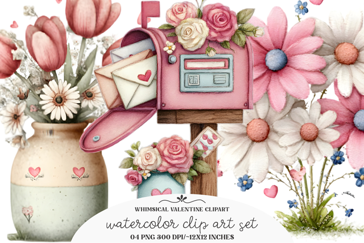 Whimsical Valentine Clipart / Valentine Png