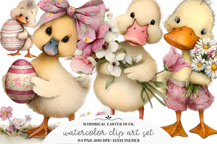 Whimsical Easter Duck Clipart