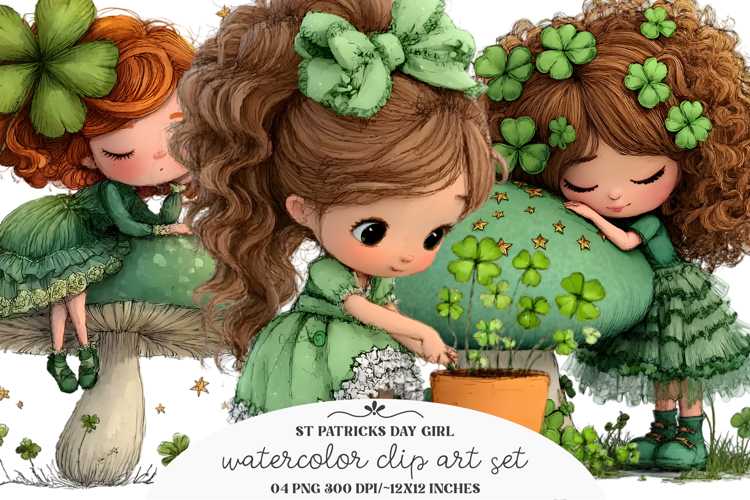 Shamrock Girl St Patricks Day Clipart