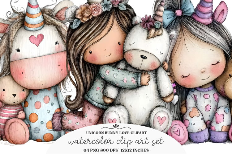 Unicorn Bunny Love Clipart