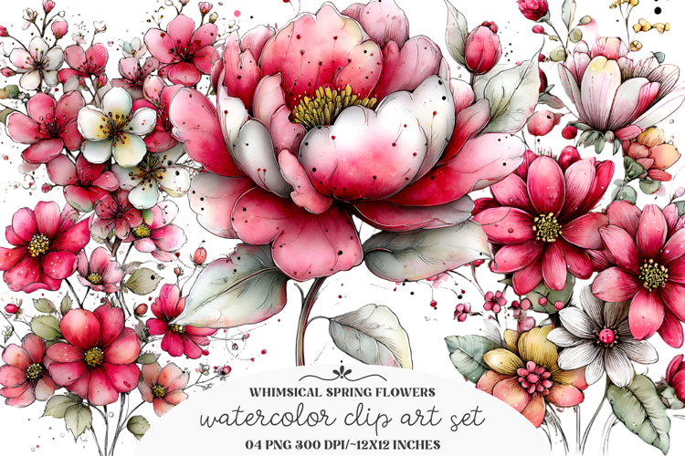 Whimsical Spring Flowers Clipart
