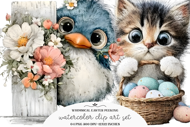 Whimsical Easter Peeking Animal Clipart