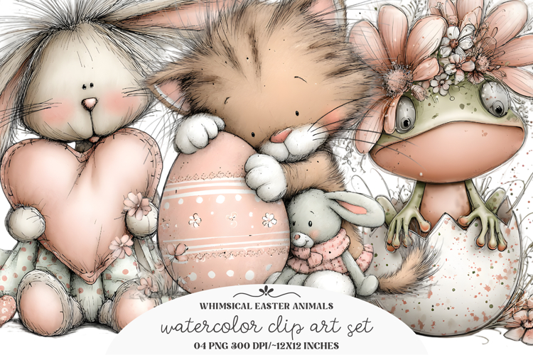 Whimsical Easter Animals Clipart