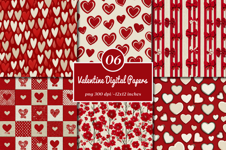 Valentine Hearts Seamless Digital Paper - Valentines Pattern