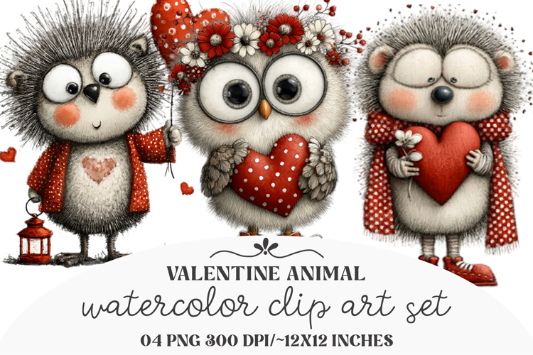 Whimsical Valentine Animal Clipart