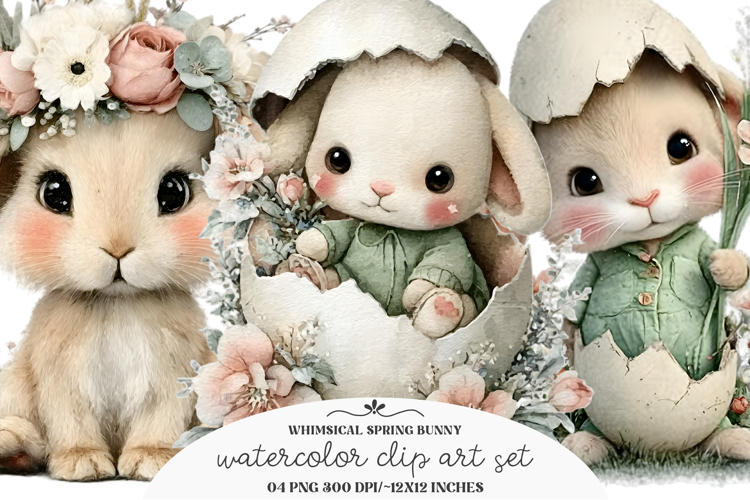Whimsical Spring Bunny Clipart