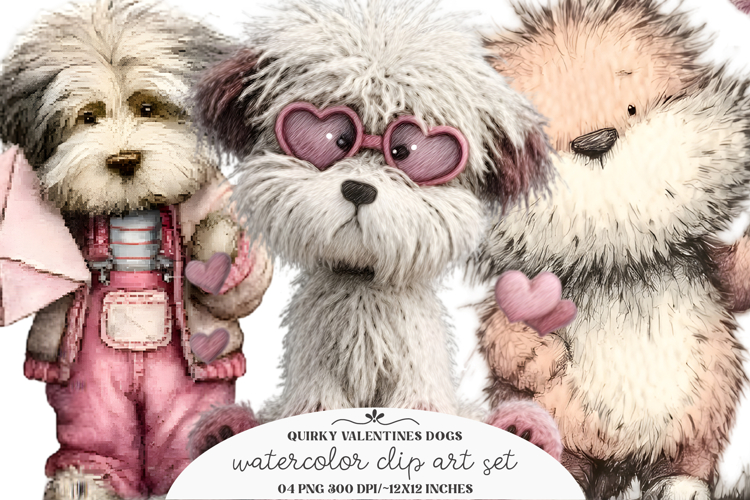 Quirky Valentines Dogs Clipart