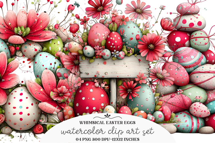 Whimsical Easter Eggs Clipart