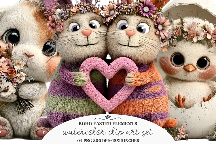 Boho Easter Elements Clipart