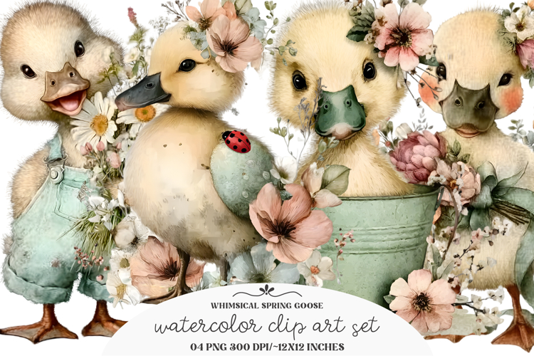 Whimsical Spring Goose Clipart