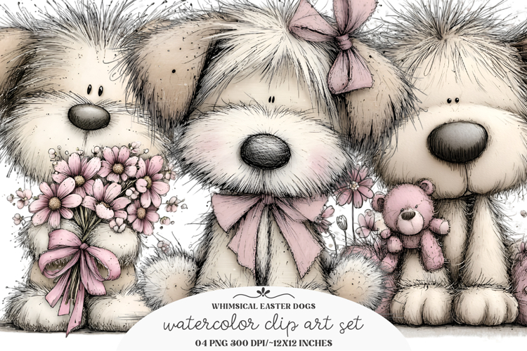 Whimsical Easter Dogs Clipart