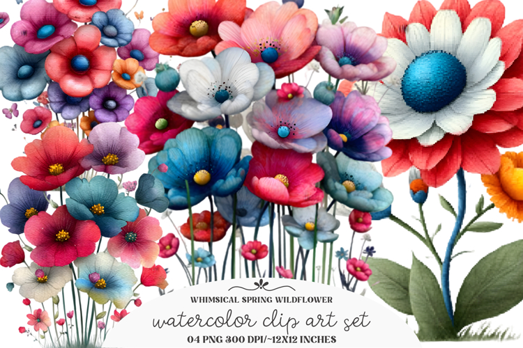 Whimsical Spring Wildflower Clipart