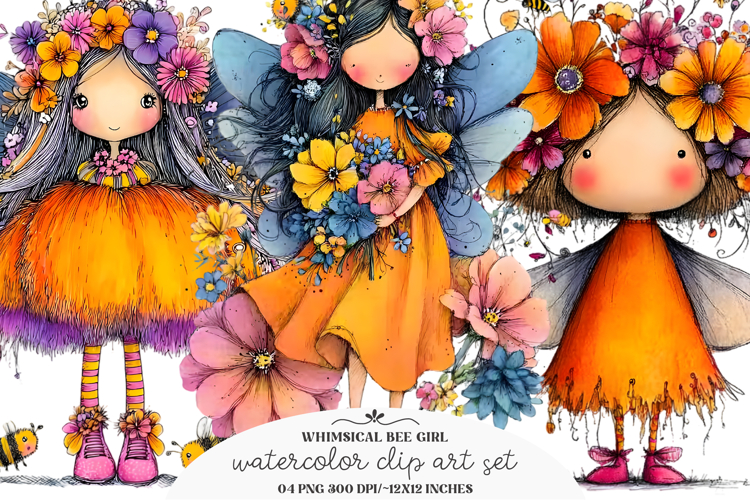 Whimsical Bee Girl Clipart