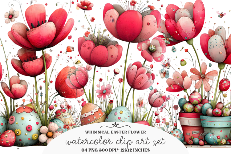 Whimsical Easter Flower Clipart