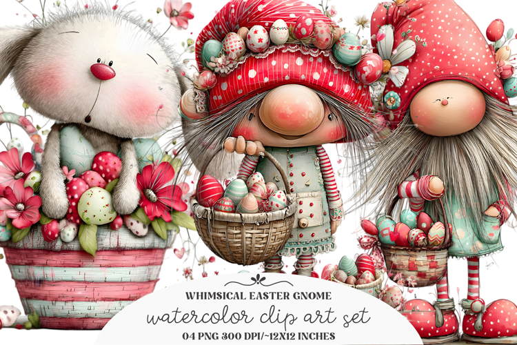 Whimsical Easter Gnome Clipart