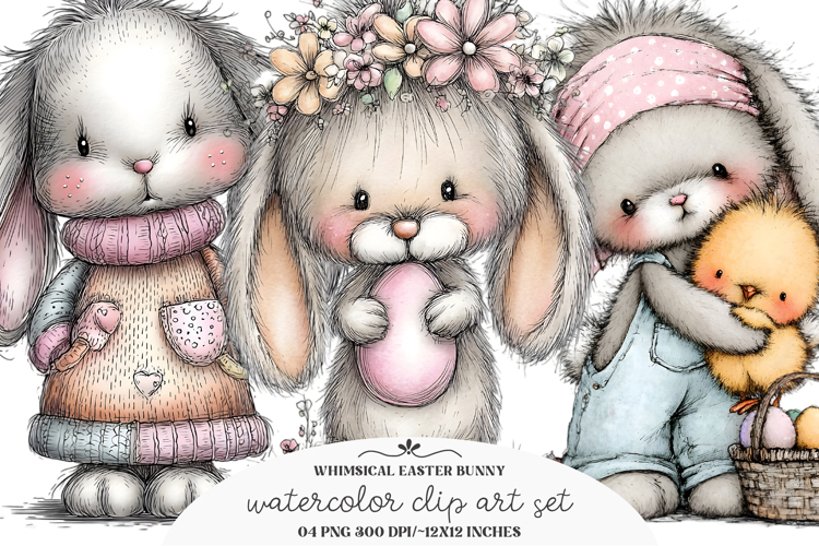 Whimsical Easter Bunny Clipart