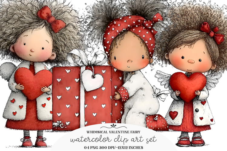 Whimsical Valentine Fairy Clipart