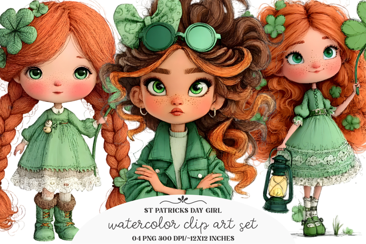 St Patricks Day Girl Clipart , St Patricks Day Sublimation