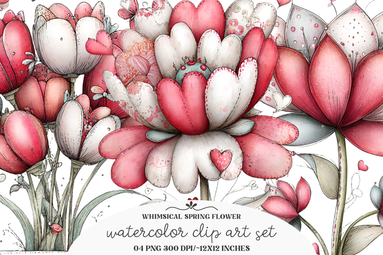 Whimsical Spring Flower Clipart