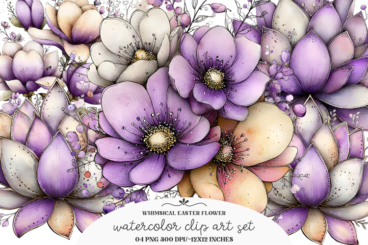 Whimsical Easter Flower Clipart/ Spring Flower