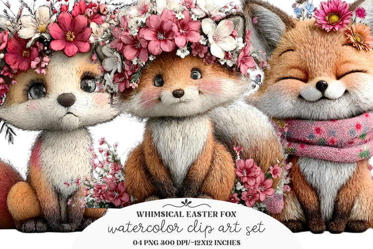 Whimsical Easter Fox Clipart