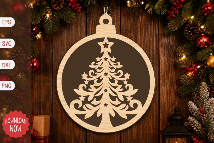 Christmas Tree & Stars Ornament SVG