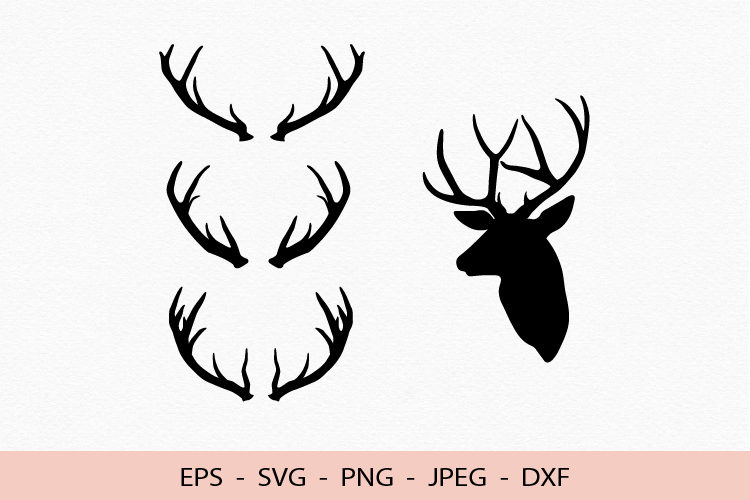 Deer SVG Antler Silhouette For Logo, Crafting, Hunting DXF