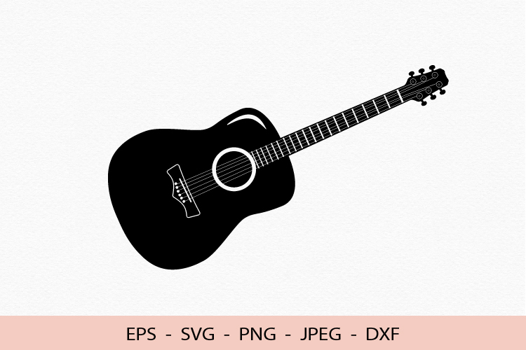 Acoustic Guitar Silhouette SVG for Cricut and Silhouette PNG