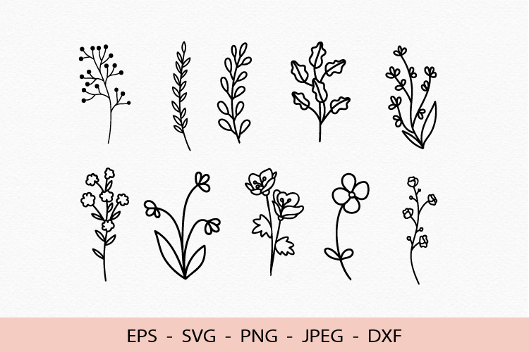 Wildflowers Svg Bundle, botanical meadow flower clipart