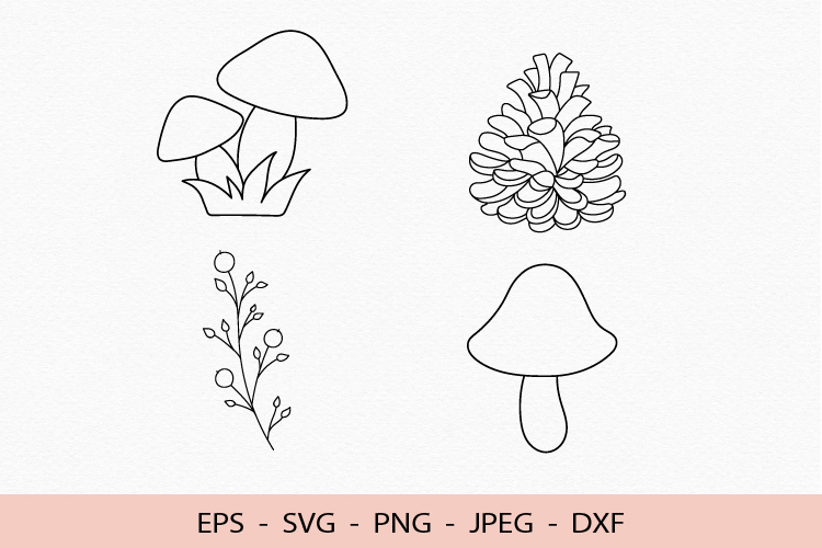 Forest Autumn SVG Line Art Cricut Crafting Cone DXF PNG