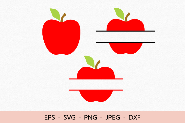 Teacher Apple SVG Monogram Split Color Cricut DXF