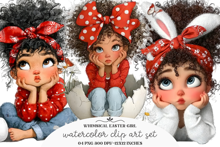 Whimsical Easter Girl Clipart