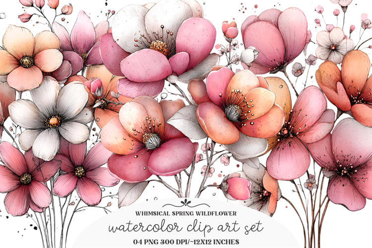 Whimsical Spring Wildflower Clipart
