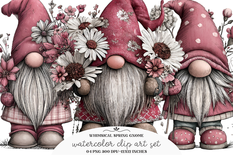 Whimsical Spring Gnome Clipart