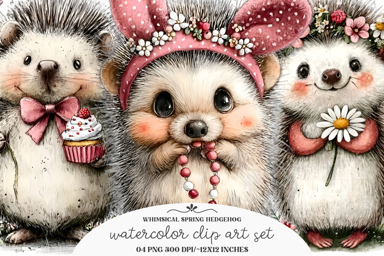 Whimsical Spring Hedgehog Clipart
