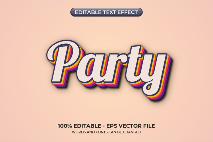 Party text effect. Editable vintage text example image 1