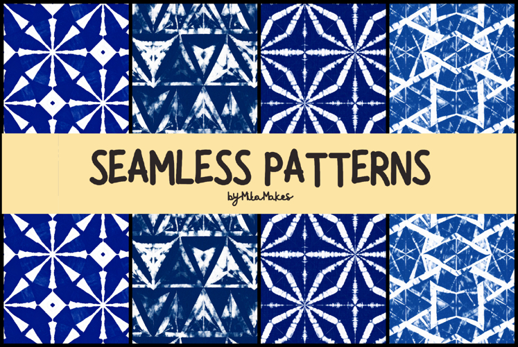 Indigo Shibori Tie Dye Geometric Seamless Pattern