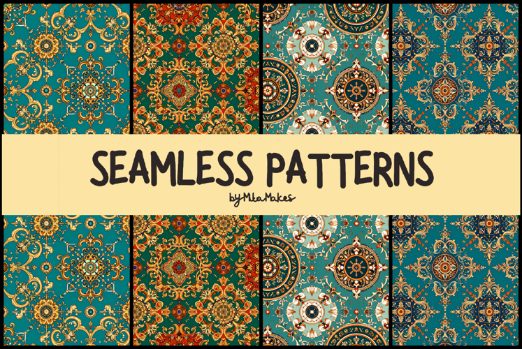 Ornate Vintage Baroque Seamless Patterns example image 1