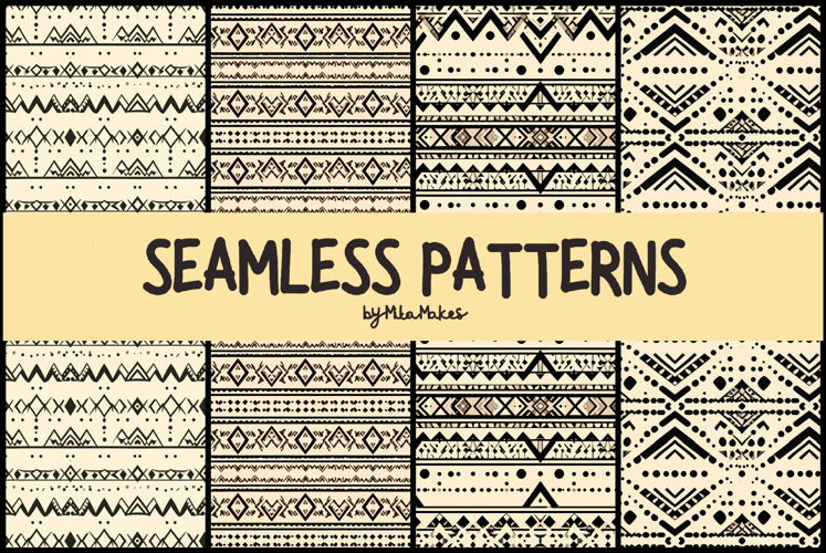 Tribal Boho Geometric Hand Drawn Seamless Pattern example image 1