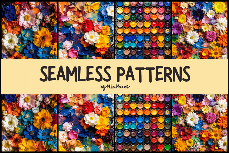 Vibrant Painterly Floral and Color Palette Pattern