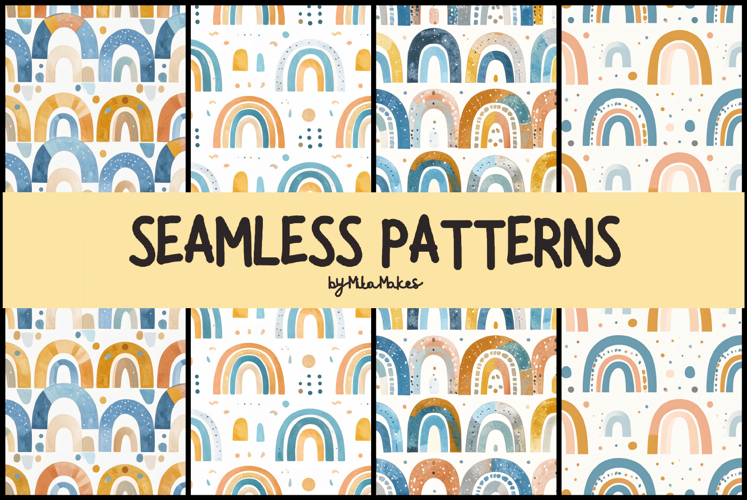 Boho Rainbow Arch Seamless Patterns