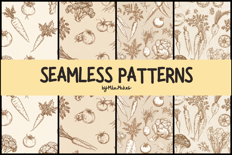 Vintage Vegetable Garden Seamless Patterns example image 1