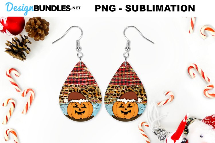 Christmas pumpkin animal print sublimation earrings
