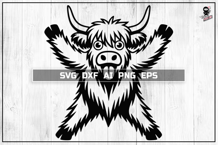 Highland Cow SVG, Crazy Farm Animal Cut file