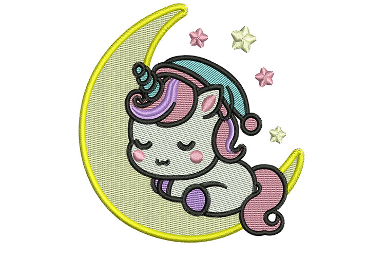 Sleepy Moon Unicorn embroidery designs